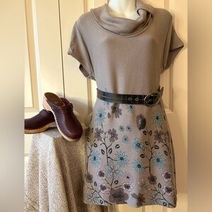 Elegant Taupe Cowl Neck Sweater